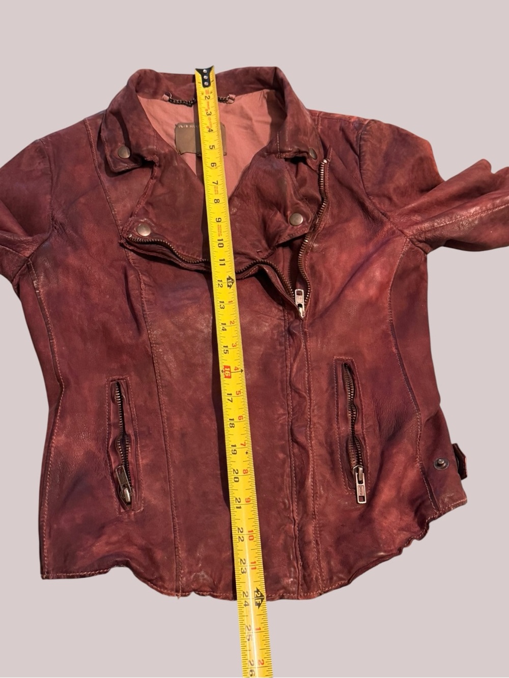 Gorgeous MUUBAA lamb leather Distressed moto jacket in the rare Chestnut - Picture 14 of 16